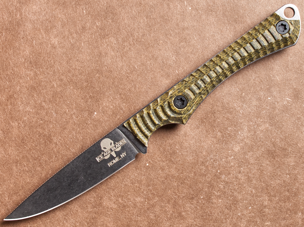 Thumbnail: Slim Scout - AEB-L, OD Green Textured Micarta, Stonewashed, Kydex
