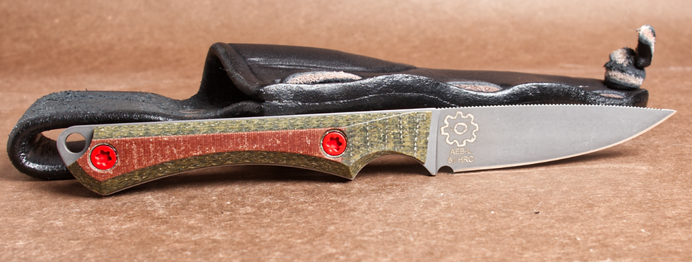 Thumbnail: Slim Scout - AEB-L, OD/Natural Micarta, Acid Etched, Stonewashed