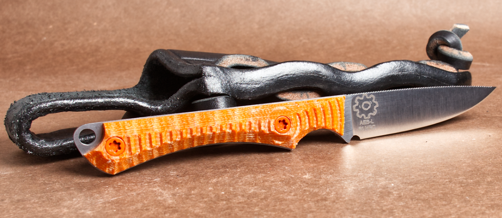 Thumbnail: Slim Scout - AEB-L, Textured Orange Micarta, Satin