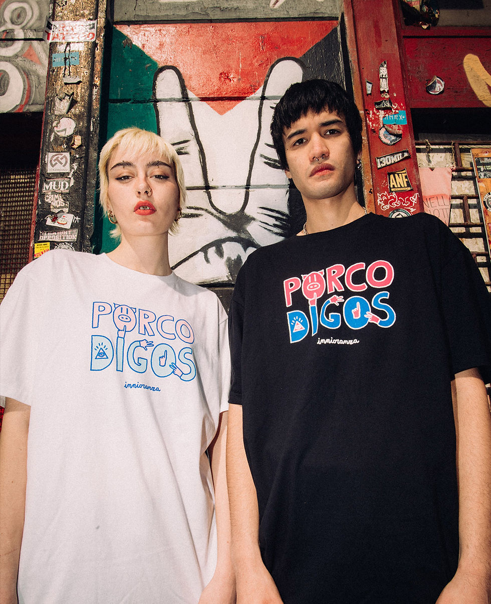 Miniatura: PORCO DIGOS T-shirt streetwear ironica in cotone”