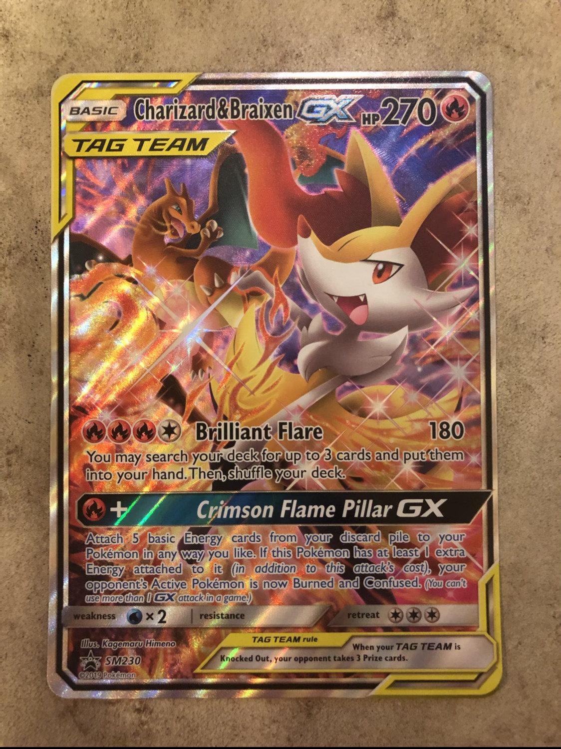 Pokemon Charizard & Braixen GX Tag Team SM230 Jumbo Oversized Promo - NM |  DavidPokePersin.com