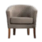 Sillón individual modelo Ámbar tapizado en chenille color beige vista frontal diseño nórdico.