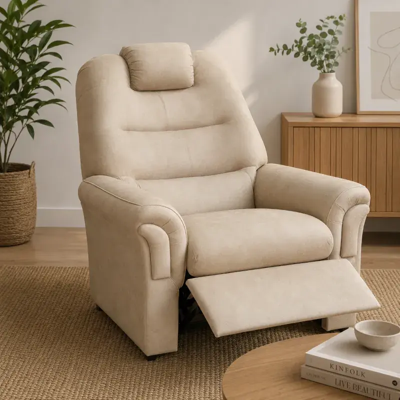 sillon poltrona reclinable cuerotex beige