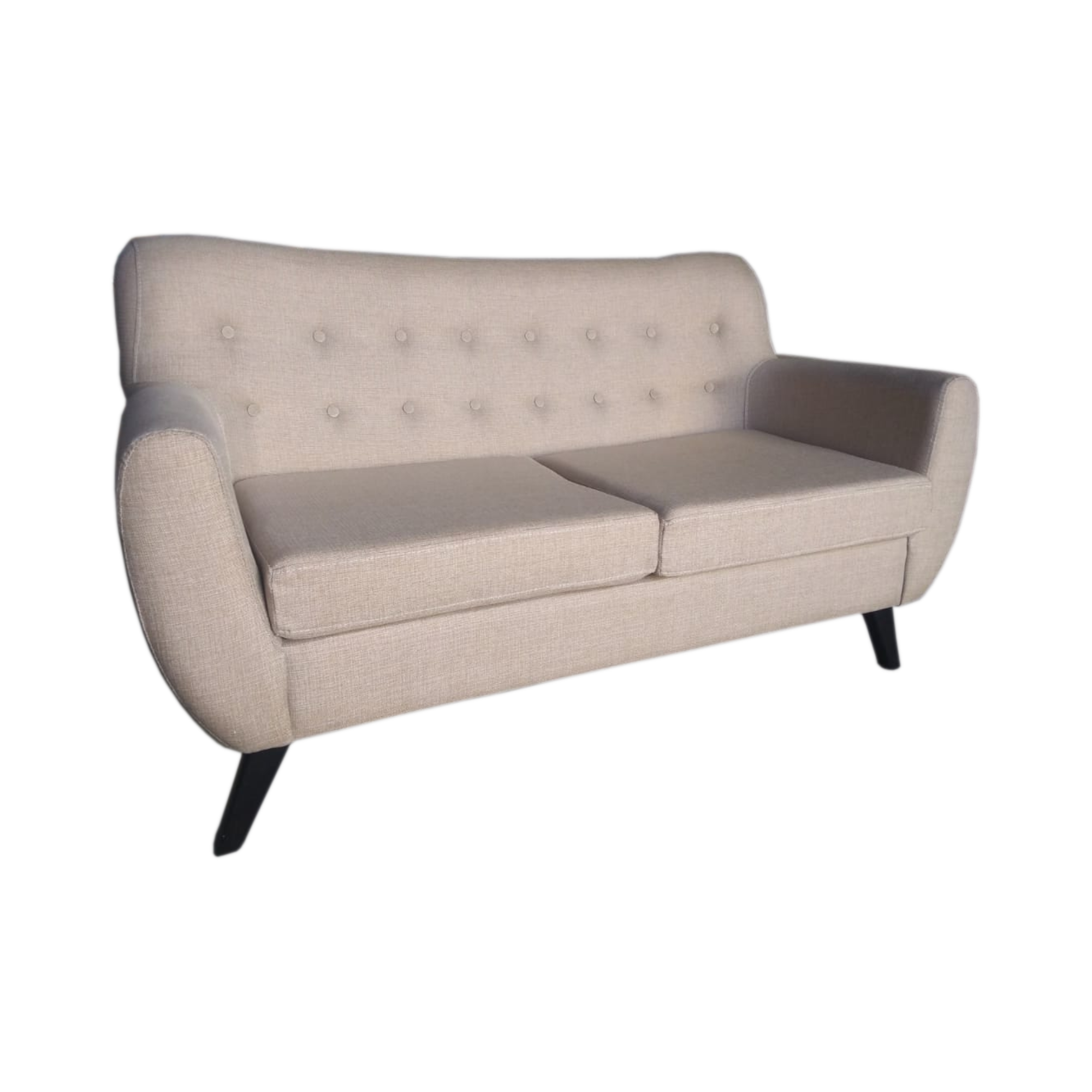 Vista lateral Sillón nordico  2 cuerpos rustico Lino