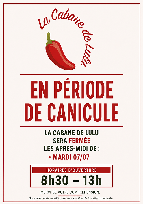Affiche fermeture canicule 07/07