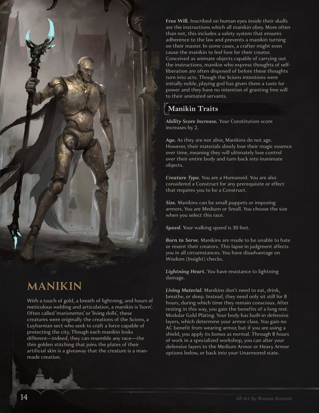 Manikin D&D 5E Homebrew Construct Race