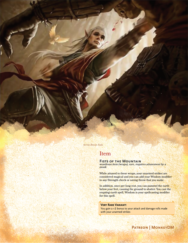 Fists of the Mountain A D&D 5e Weapon for Monks