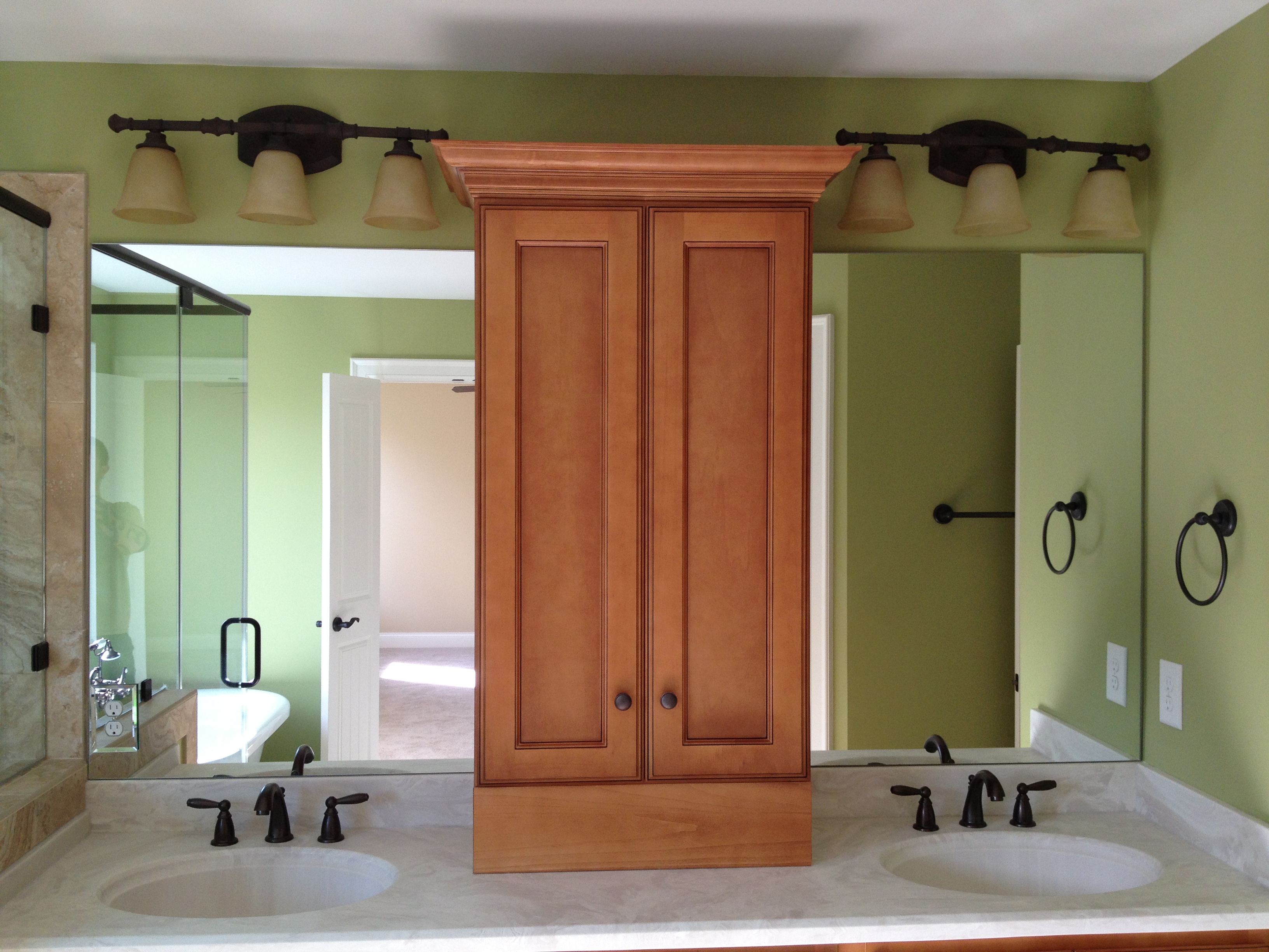 Standard 42in Height Mirrors Tight Fit to the Walls & Cabinets