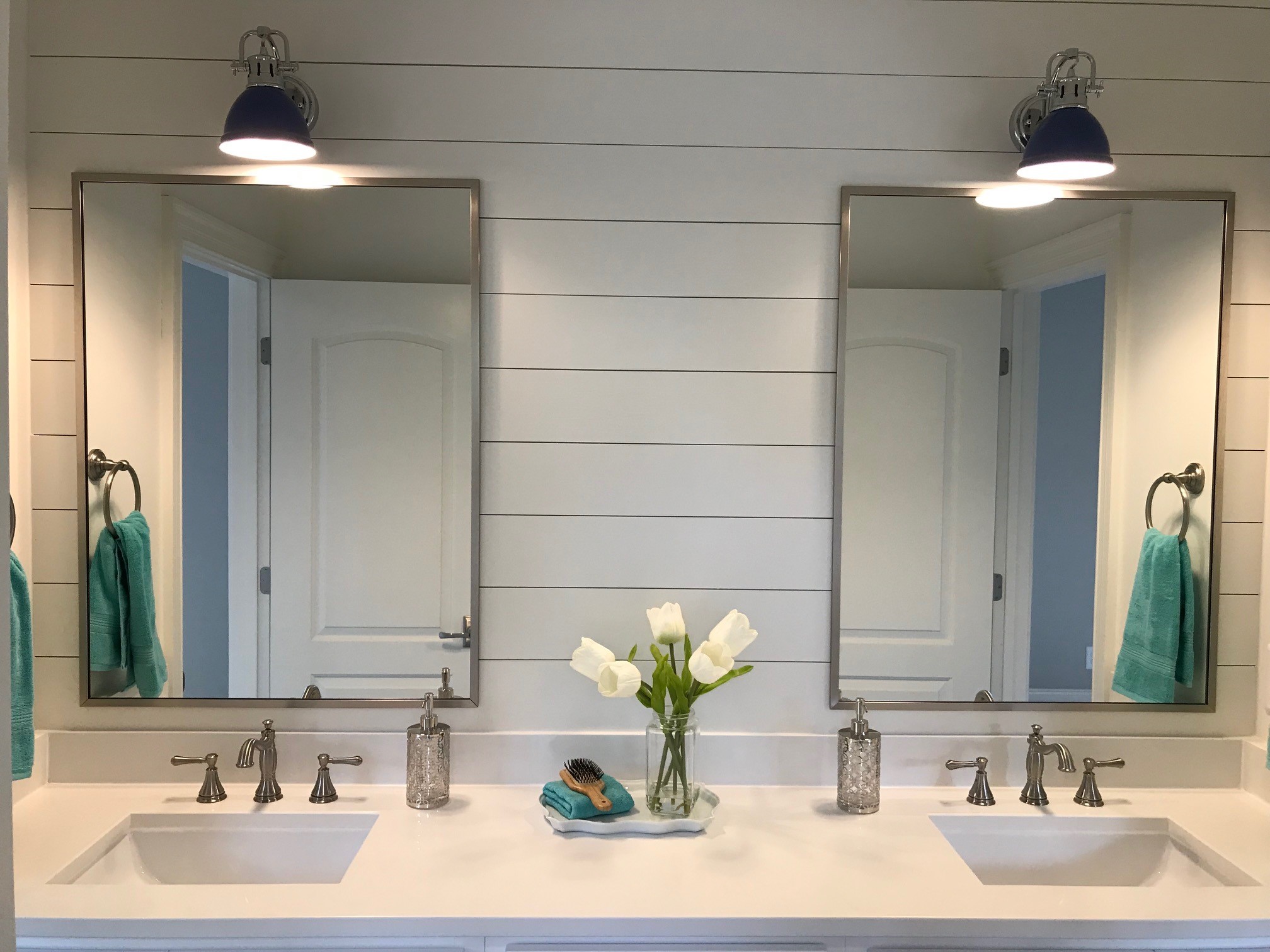 Suspended Polished Edge Mirror with Metal Trim