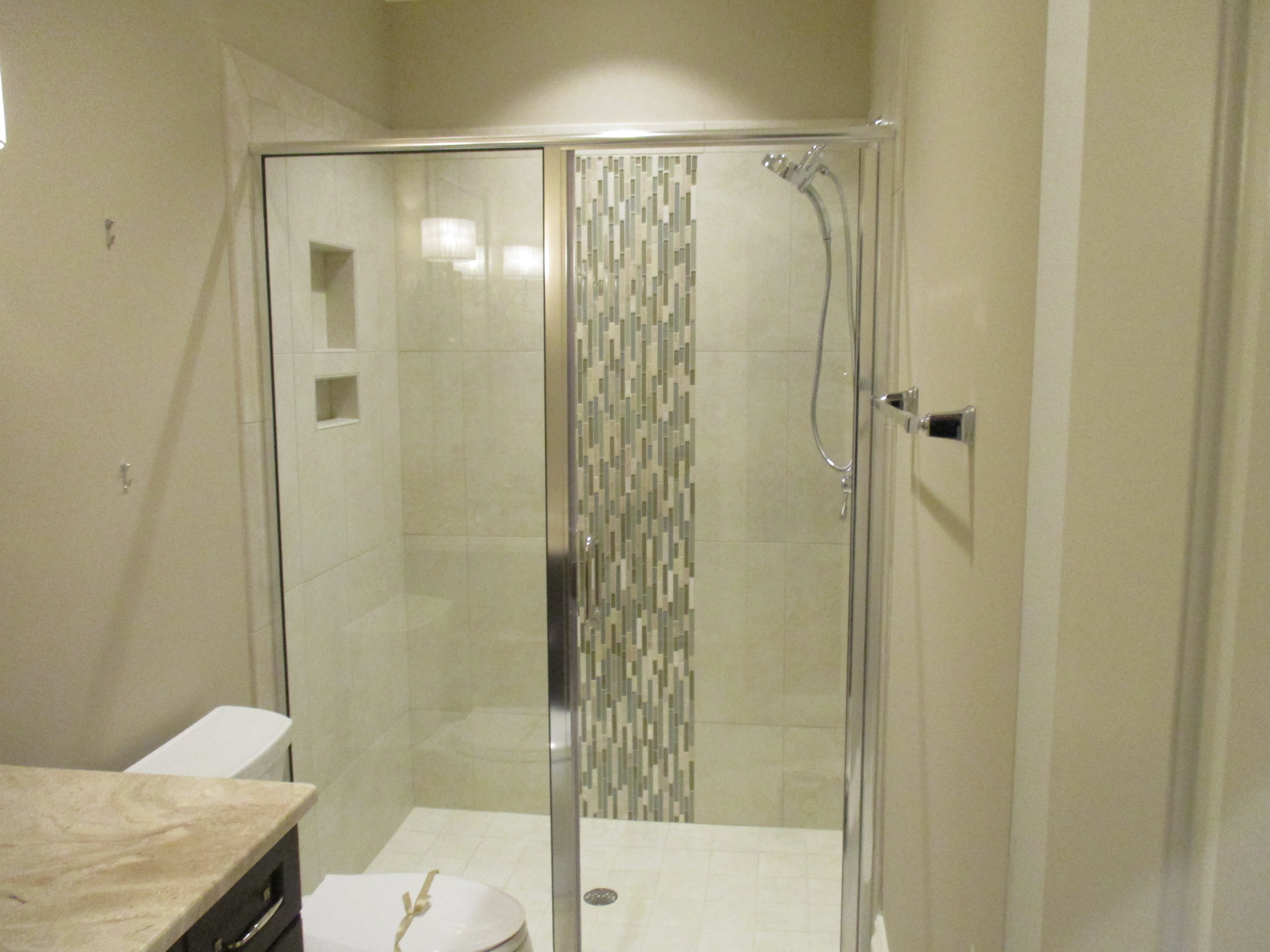 Chrome Semi-Frameless Shower with 8 C-Pull Handle