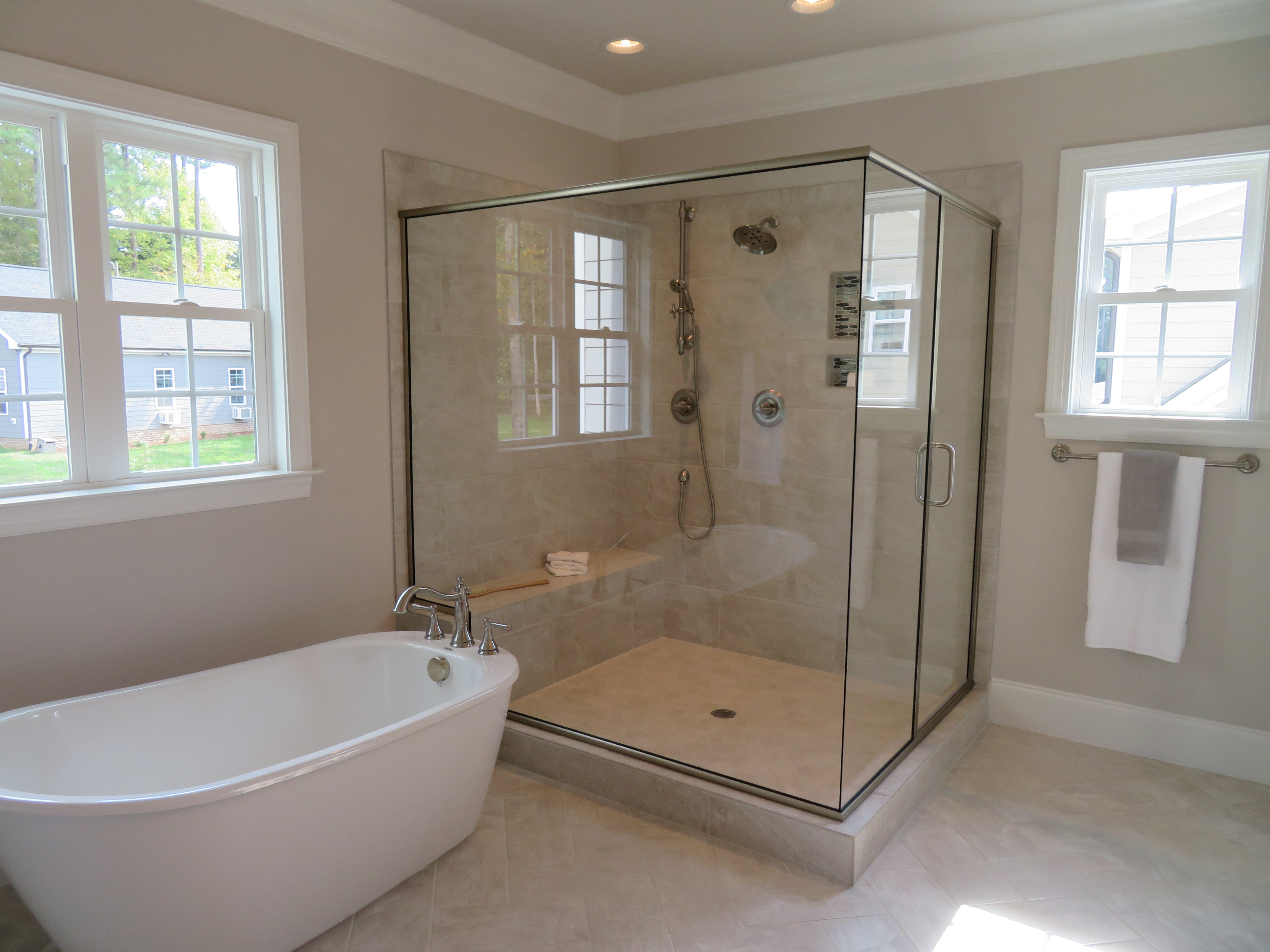 Semi-Frameless 90 Degree Shower with Butt Glazed Corner