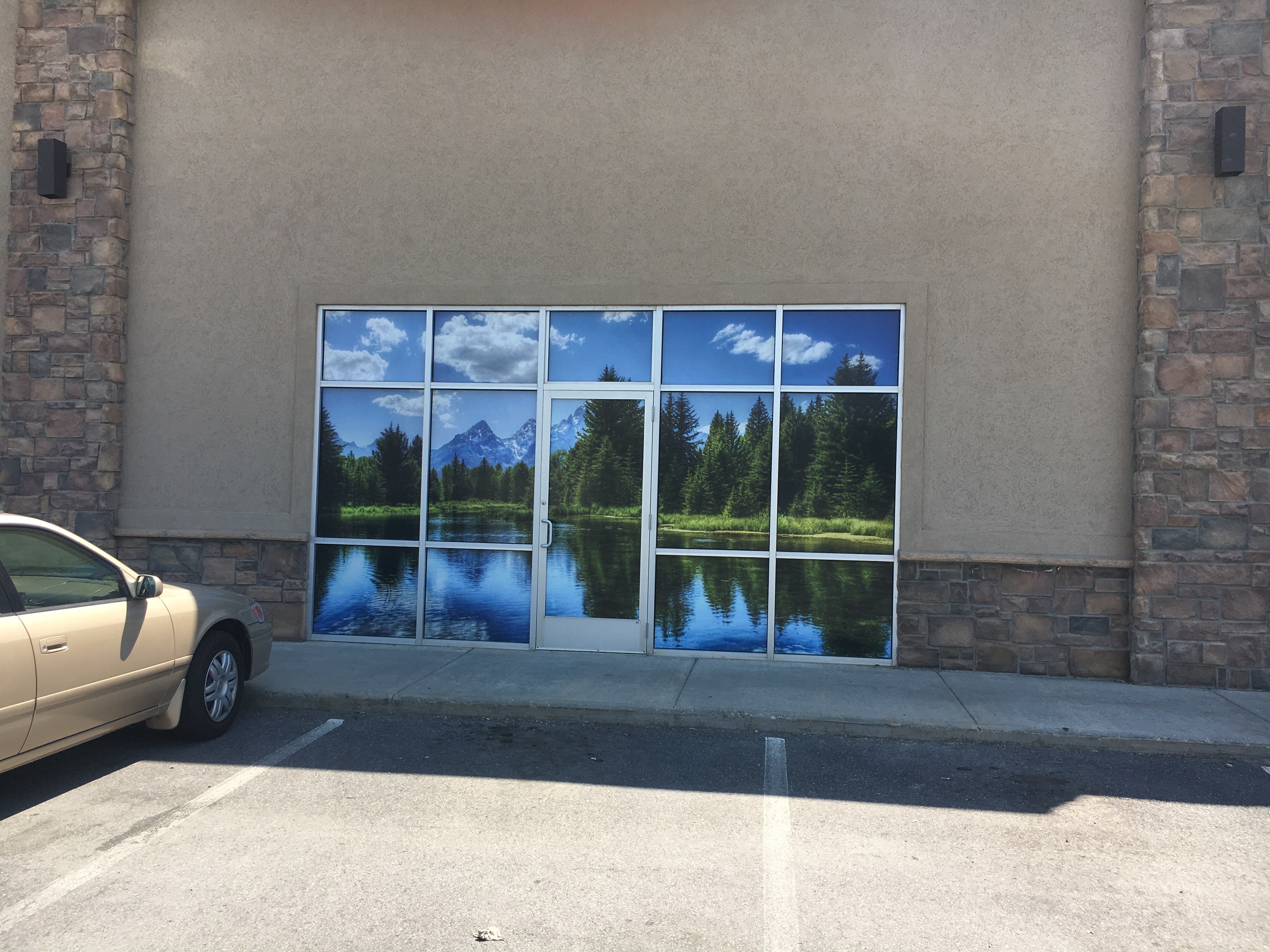 Mountain Lake Window Graphic