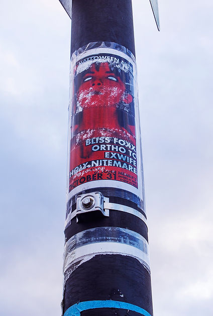 lamp post with a poster for an event