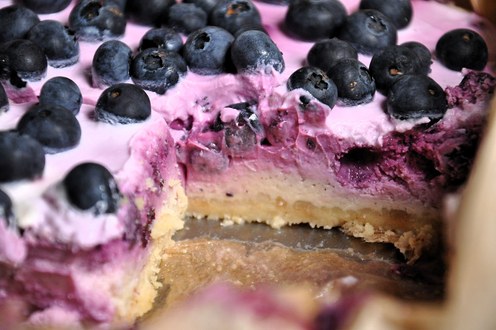 Borůvkový bezlepkový CHEESECAKE na plech