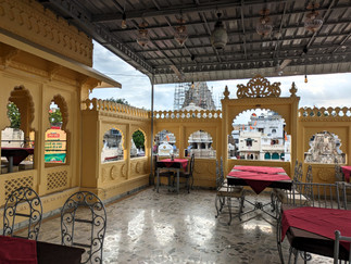 Mayur Cafe terrace with a view of the Jagdish Temple, making it one of the attractions you should visit in Udaipur, India