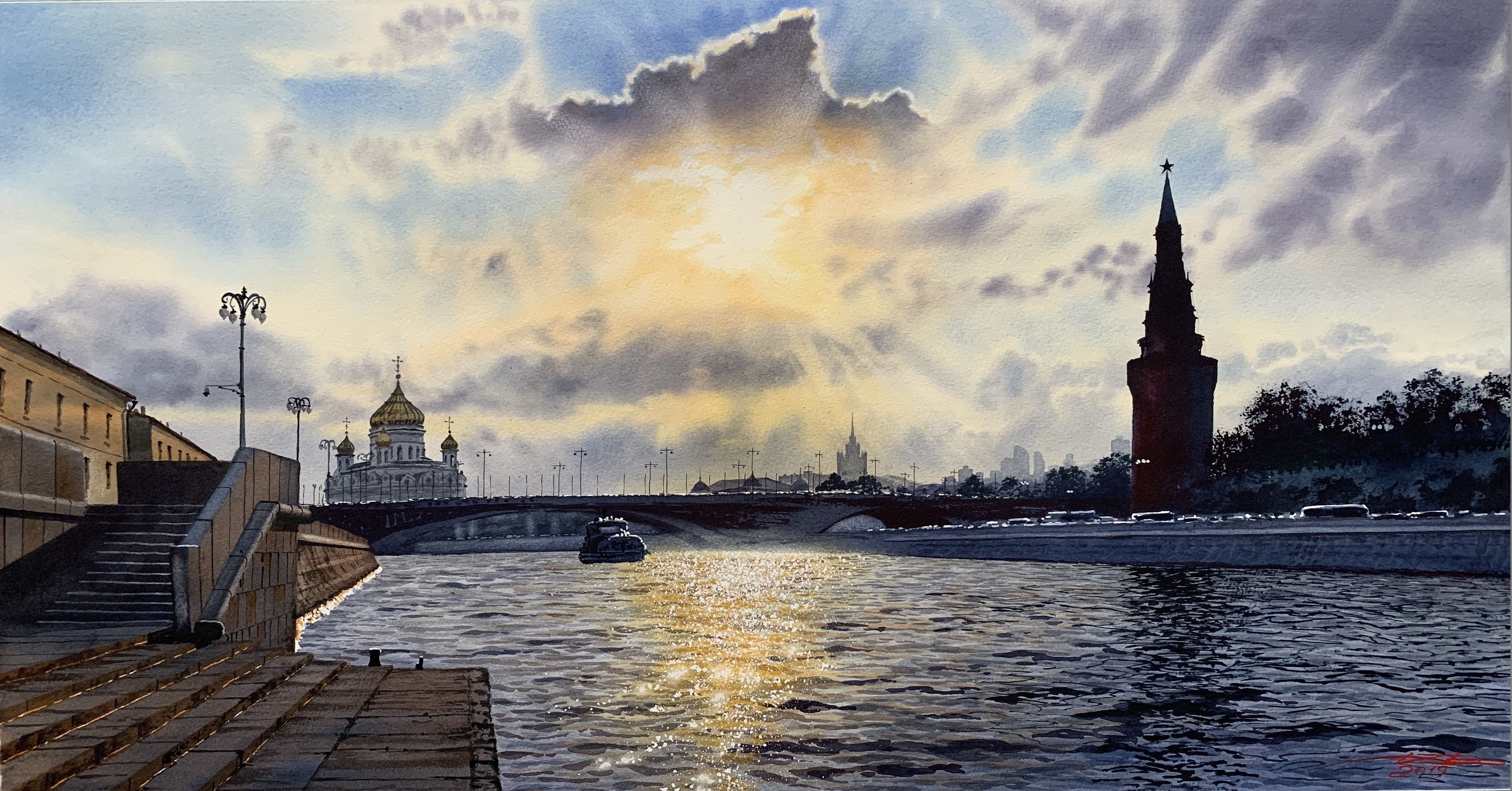 Moscow river. Kremlin.