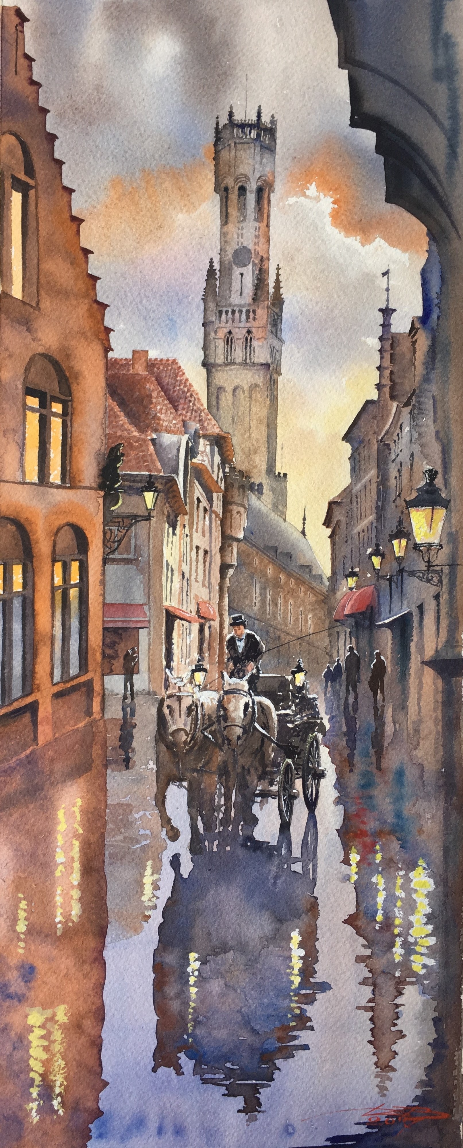Rainy evening in Brugge