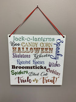 Glittered rainbow Halloween words