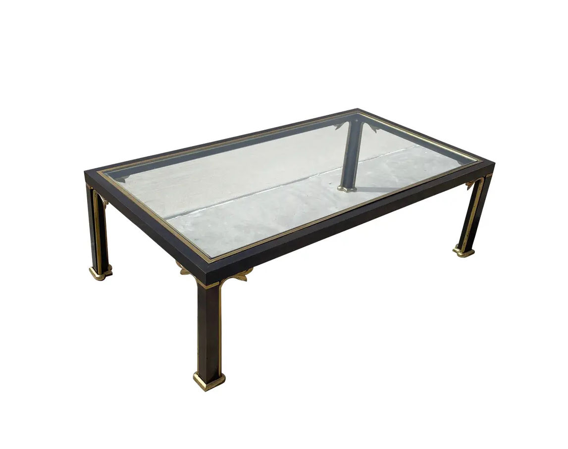 Italian Brass and Glass Coffee Cocktail Table Italy