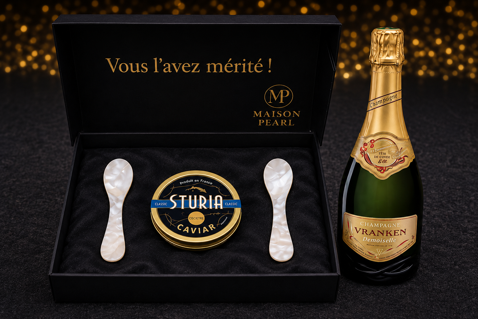 Coffret Signature Maison Pearl — Caviar Osciètre et Champagne livrés en Belgique