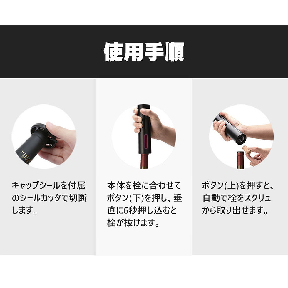 サムネイル： ワインオープナー 電動ワインオープナー ワインアクセサリ 自動 抜栓 電動コークスクリューと箔カッター コルク抜き ギフト