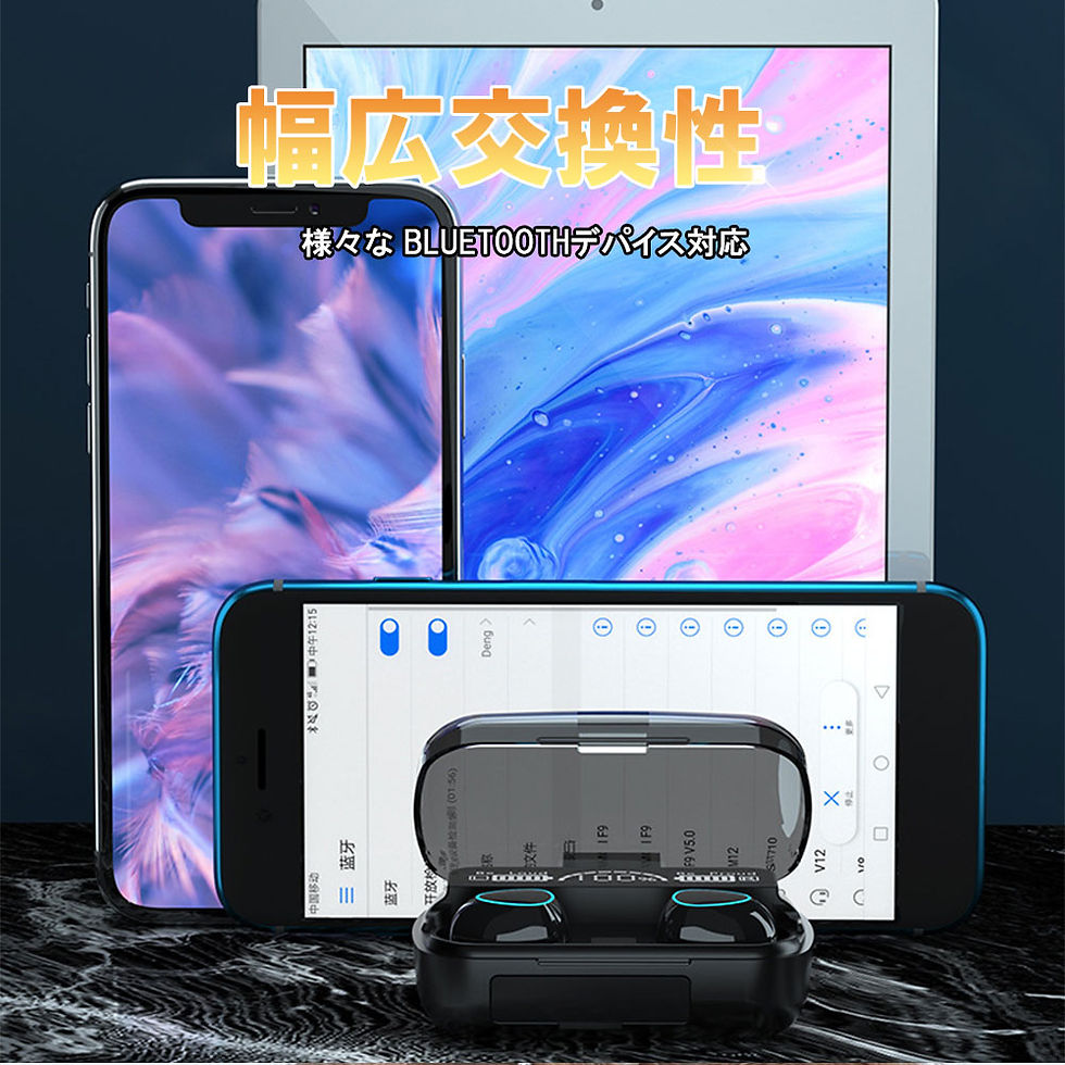 サムネイル： ワイヤレスイヤホン bluetooth5.0 iPhone android Siri対応 高音質 重低音 防水 スポーツ 左右分離 防水 スポーツ