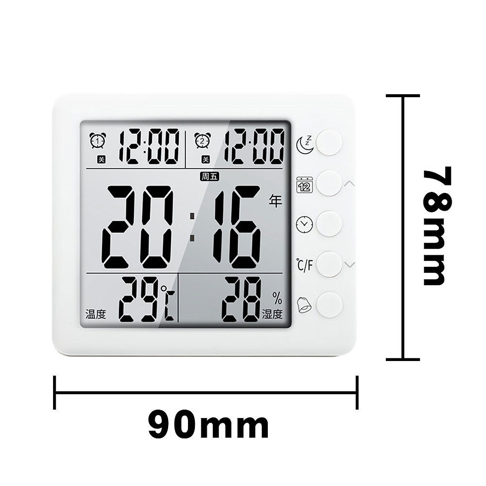 サムネイル： デジタル温湿度計 時計 置き時計 温度計 湿度計 温湿度計 デジタル時計 高精度 デジタル アラーム 壁掛け カレンダー 電池式 小型