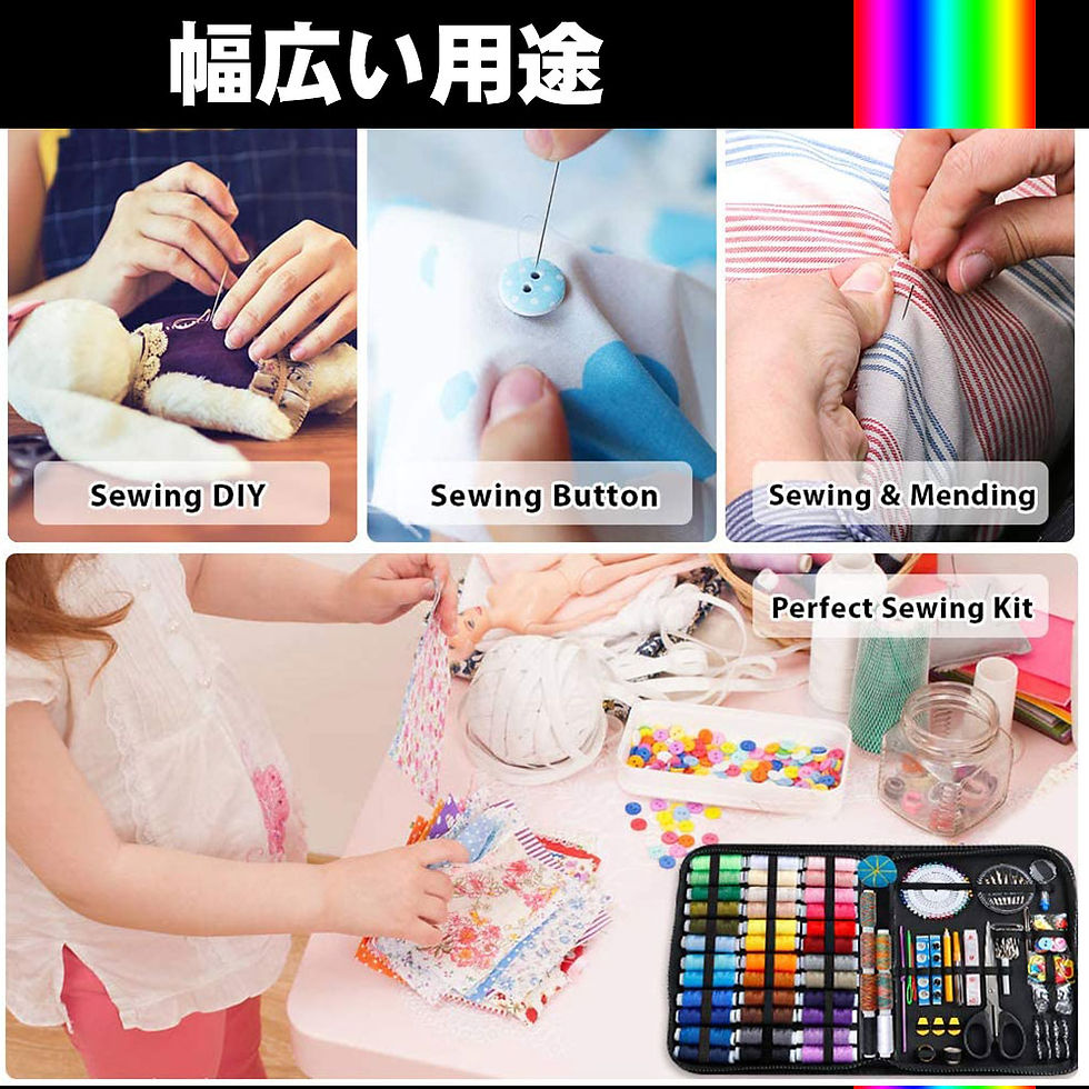 サムネイル： 裁縫セット ソーイングセット ソーイングボックス 衣類補修 刺繍 手芸 携帯便利 収納ケース付き 家庭科 大人用 家庭用 旅行用 初心者 プロ