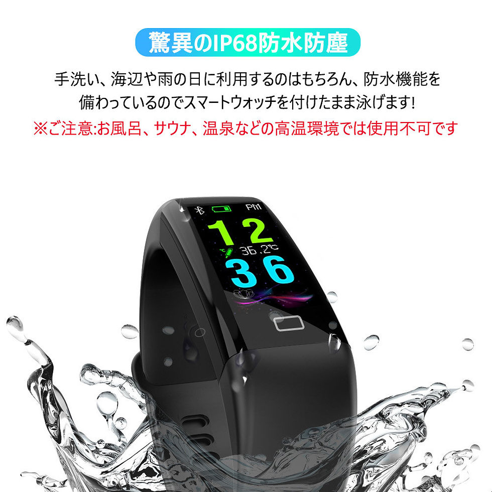 サムネイル： スマートウォッチ 体温測定 血中酸素濃度 心拍数 血圧 IP68防水 多機能スマートウォッチ line対応 USB充電 高精細大画面