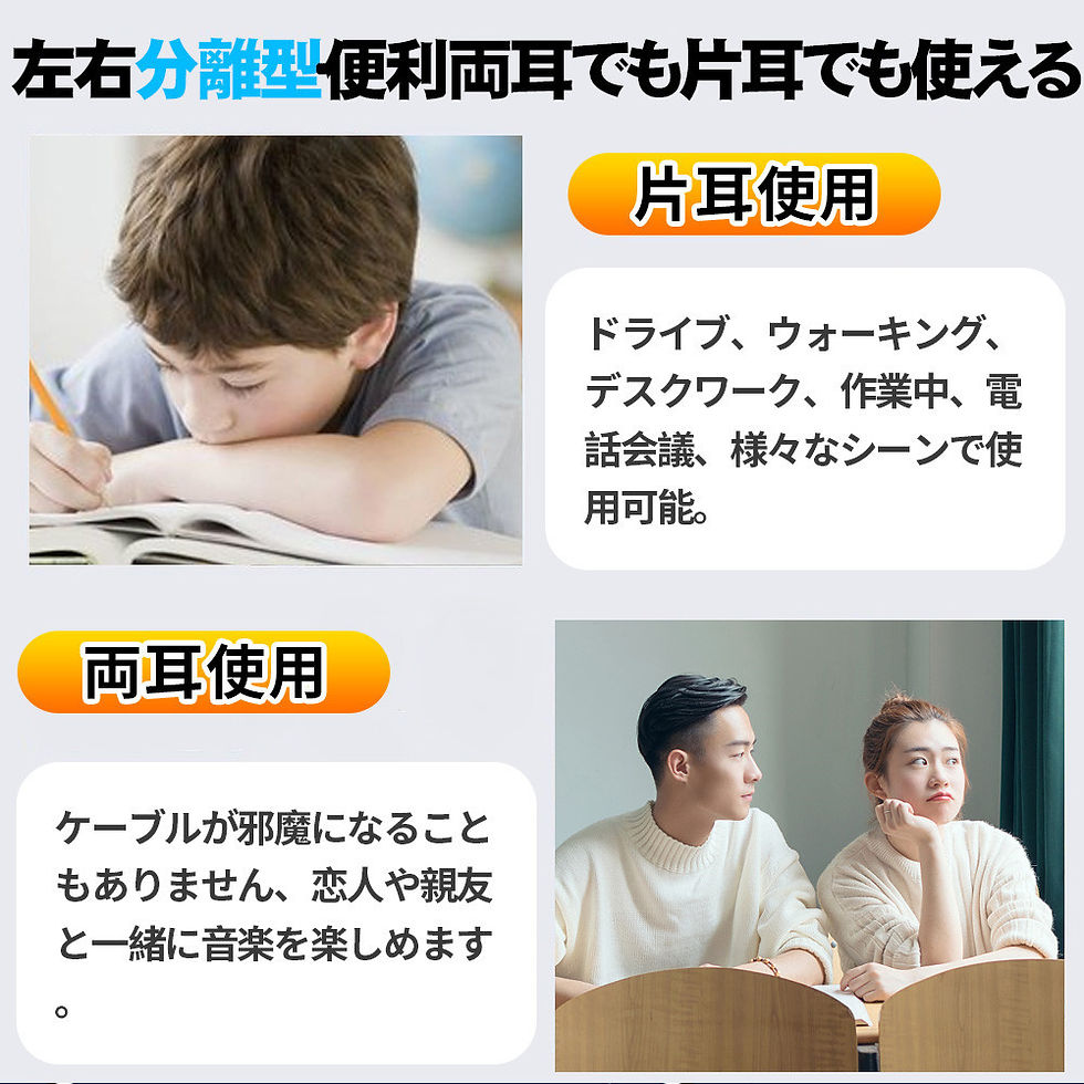 サムネイル： ブルートゥースイヤホン ワイヤレスイヤホン Bluetooth5.0 Hi-Fi高音質 防水 片耳両耳 左右分離型 EDR搭載 自動ペアリング iPhone/A