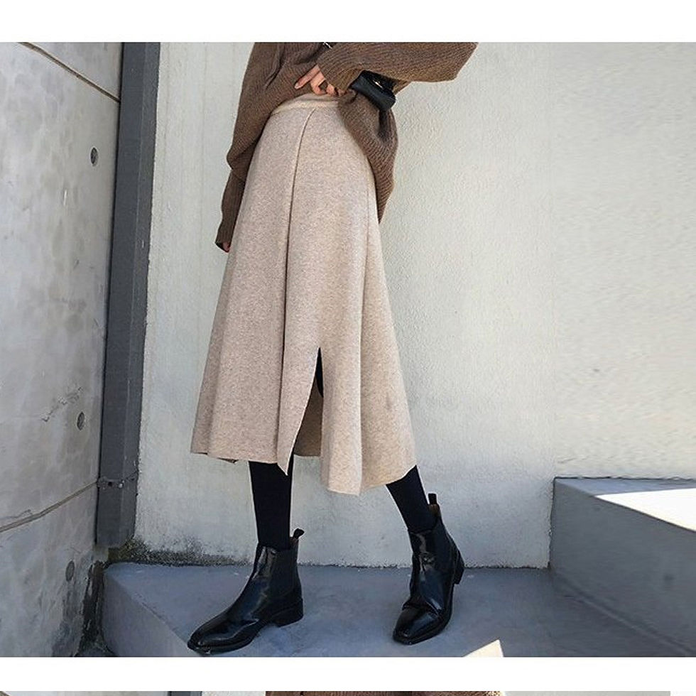 サムネイル： マタニティ ニットスカート ロング Aライン スリット タック入り ハイウエスト アジャスター ストレッチ 厚手 秋冬 産前産後 服 無地f8111-s