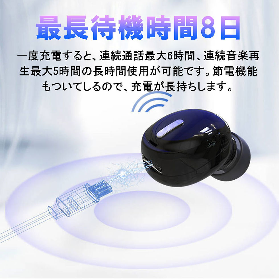 サムネイル： ワイヤレスイヤホン 極めて軽量 片耳 両耳 高音質  iphone android ほぼスマホ全機種対応 bluetooth音楽