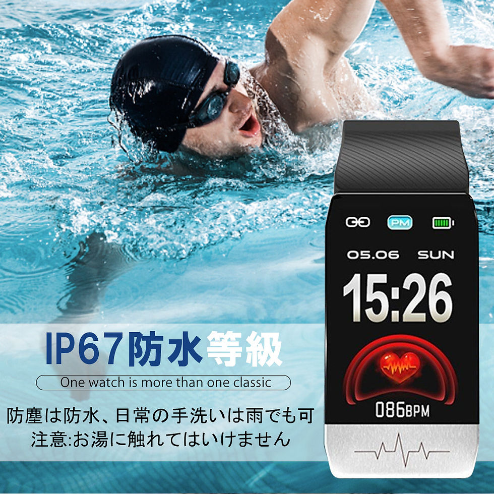 サムネイル： スマートウォッチ スマートブレスレット 体温測定 IP67防水 血中酸素濃度計 LINE 多機能 血圧 歩数計 心拍計 iphone android 対応