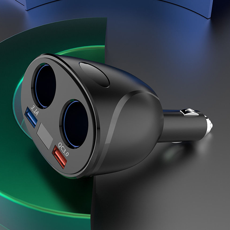 サムネイル： シガーソケット USB 車載充電器 QC3.0 カーチャージャー 電圧計 付き トラック 12V 24V 車用 急速 2ポートD1004-FM-BL