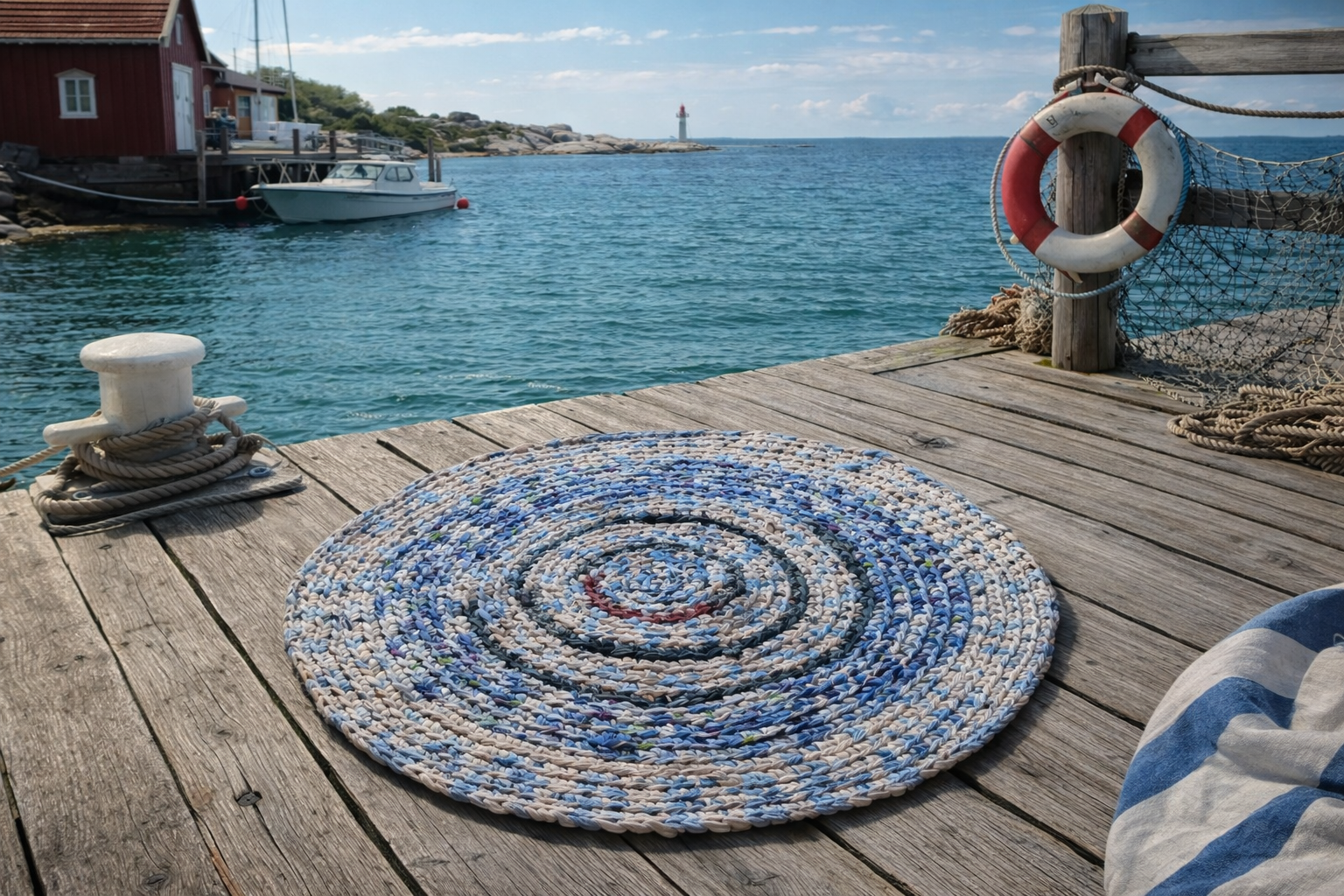 Heklet matte av resirkulert materiale 