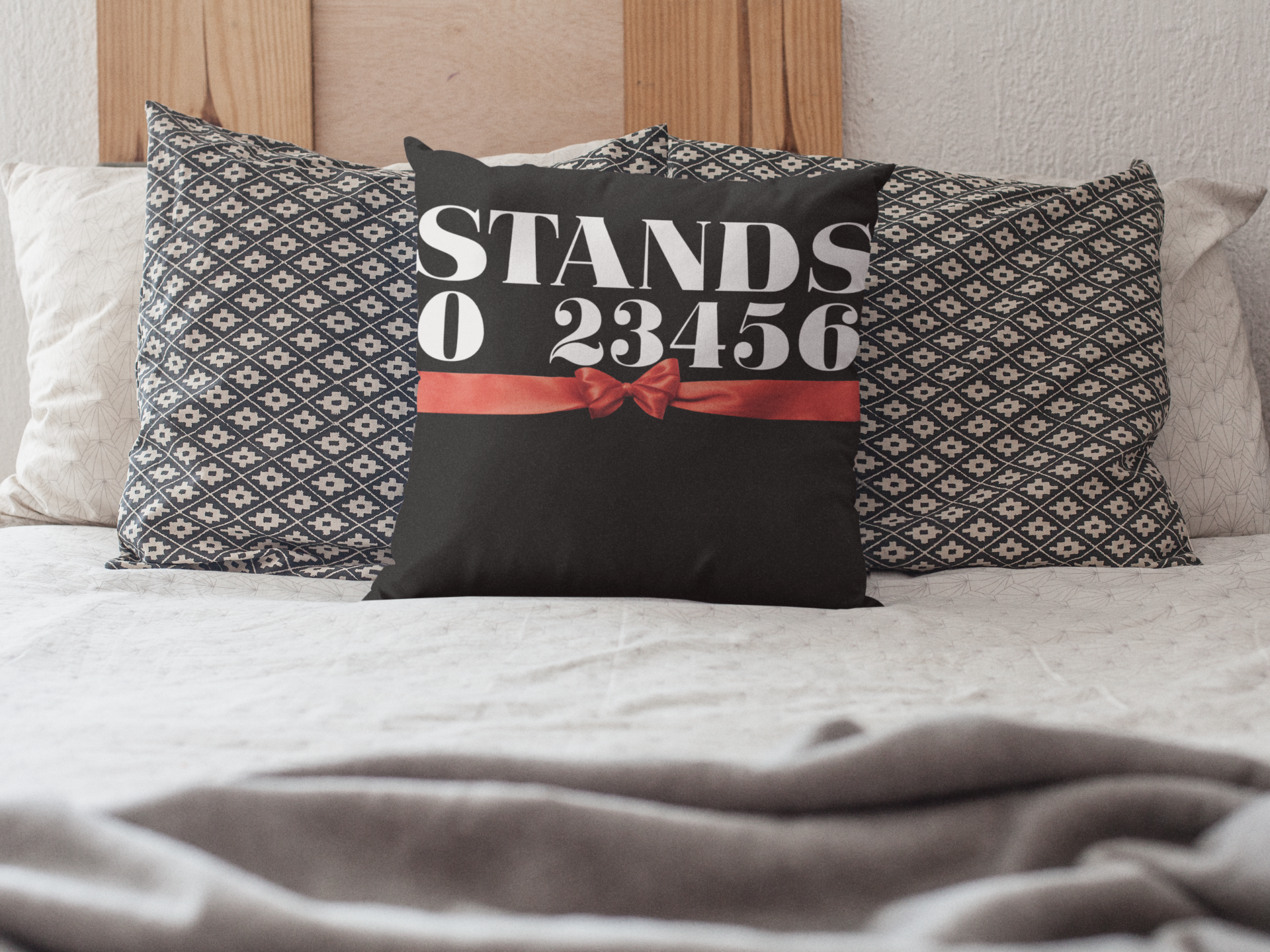 Black Pillow with Red Ribbon NO 1