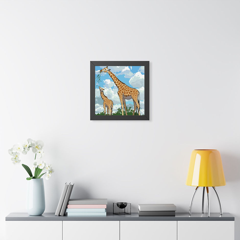Thumbnail: Giraffe's Grazing — Mother & Baby Nursery Wall Art