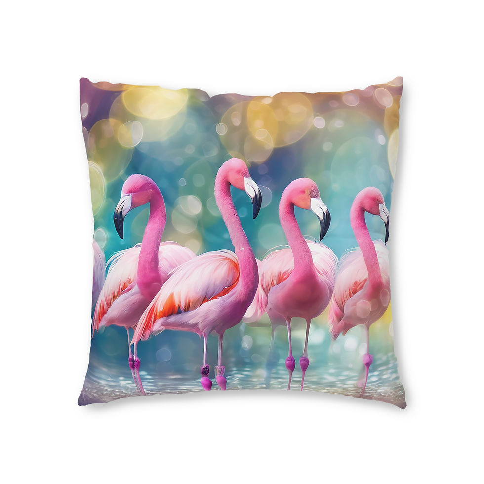 Sparkly Flamingos Tufted Floor Pillow