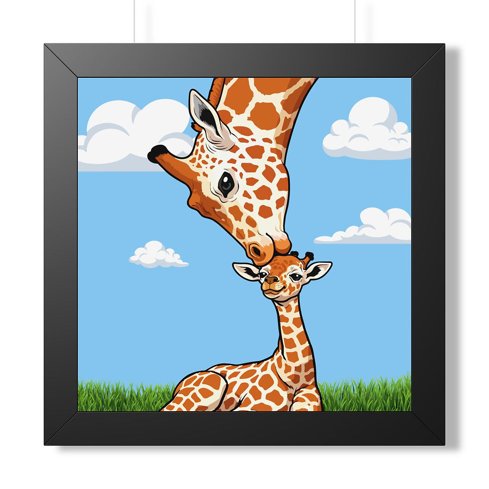 Thumbnail: Framed Giraffe Poster — Mother & Baby Nursery Wall Art
