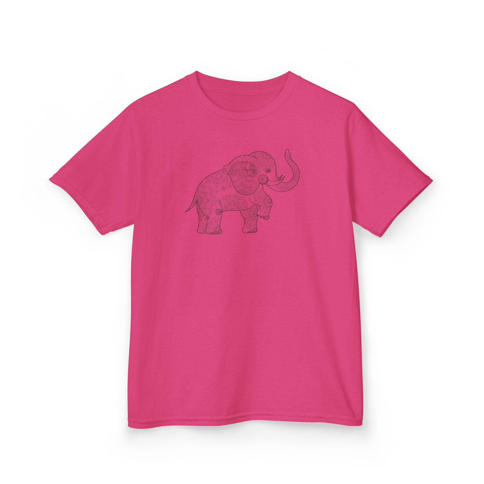 Pink t-shirt with Mehndi elephant design