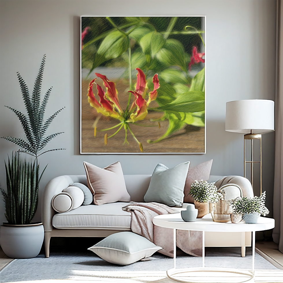 Thumbnail: Red & Yellow Gloriosa Lily Print