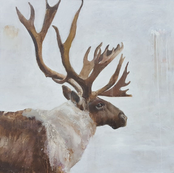 Caribou, oil on linen