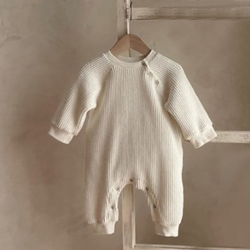 Miniatura: Waffle Cotton Long-Sleeved Baby Jumpsuit for All Seasons