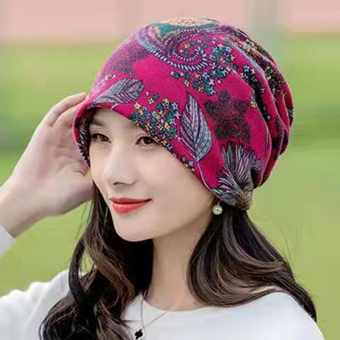 Miniatura: 6 Colors Women's Brimless Cap with 3 Wearing Styles