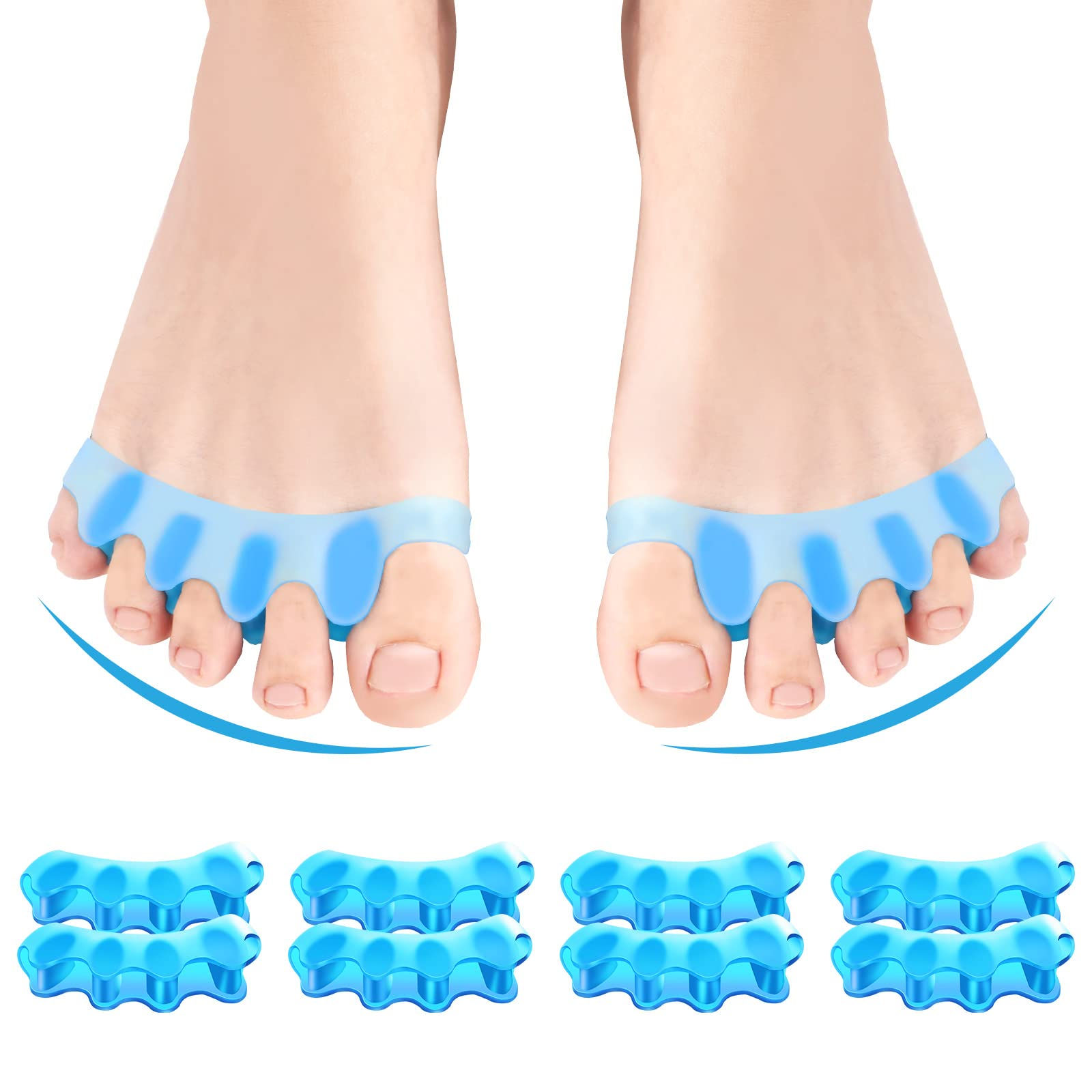 8 PCS Professional Toe Separators. Juzure Silicone Toe Spacers to Correct Bunion
