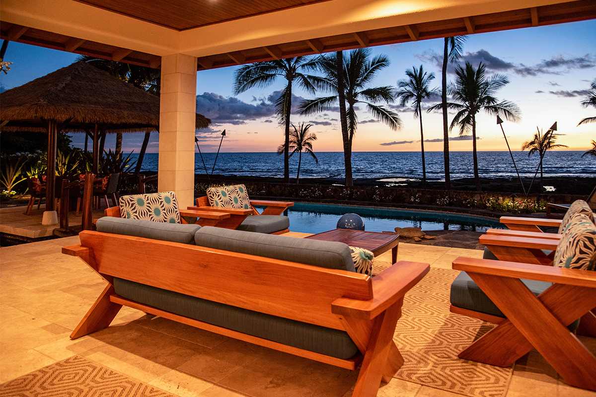 Puako oceanfront home at sunset