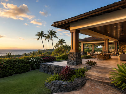 Hawaii luxury home lanai with ocean view