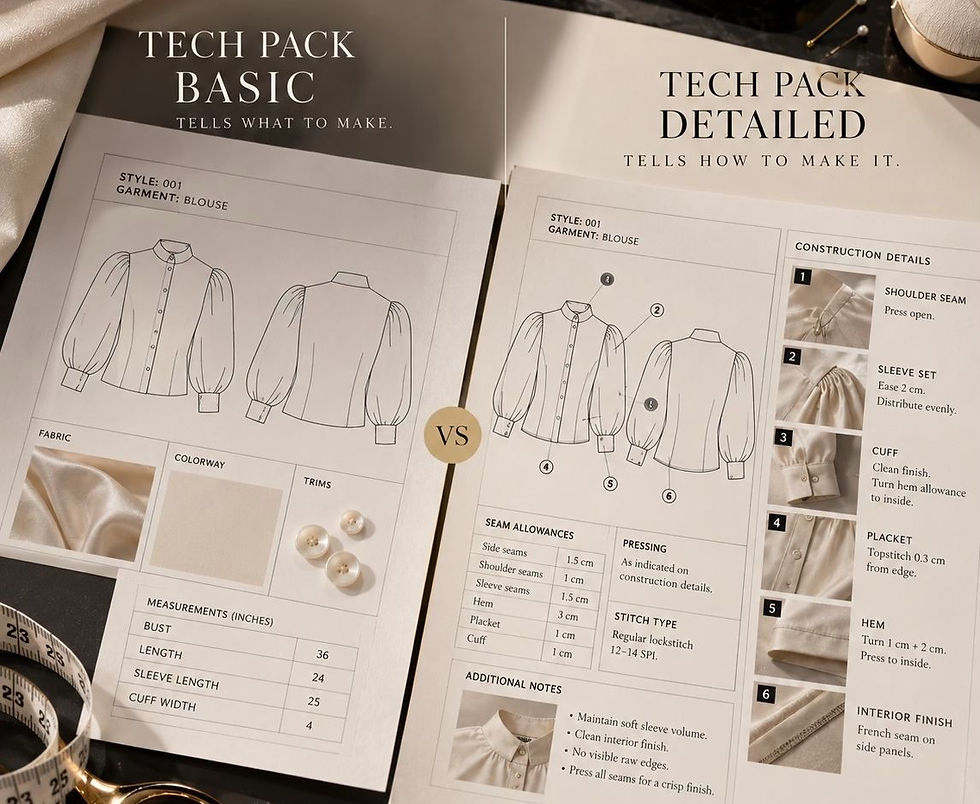 example of bad AI generated tech pack