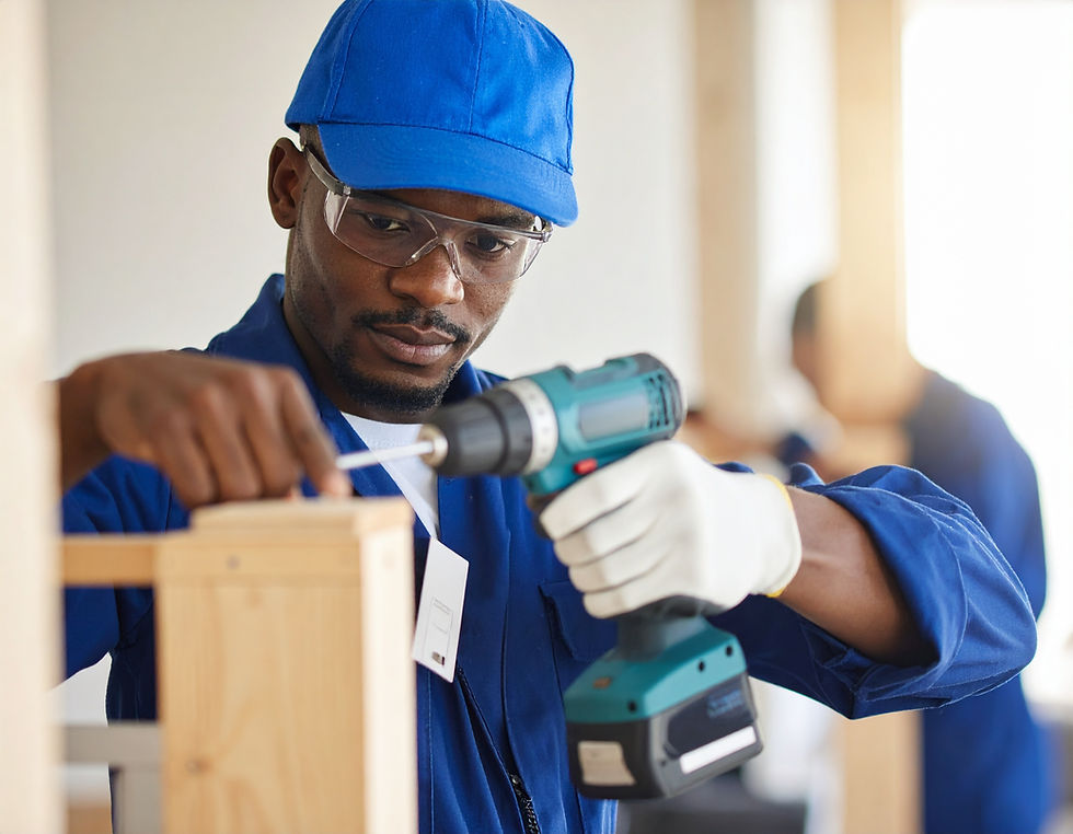 Firefly_a carpenter making general repairs to a home, the man should be black and wearing