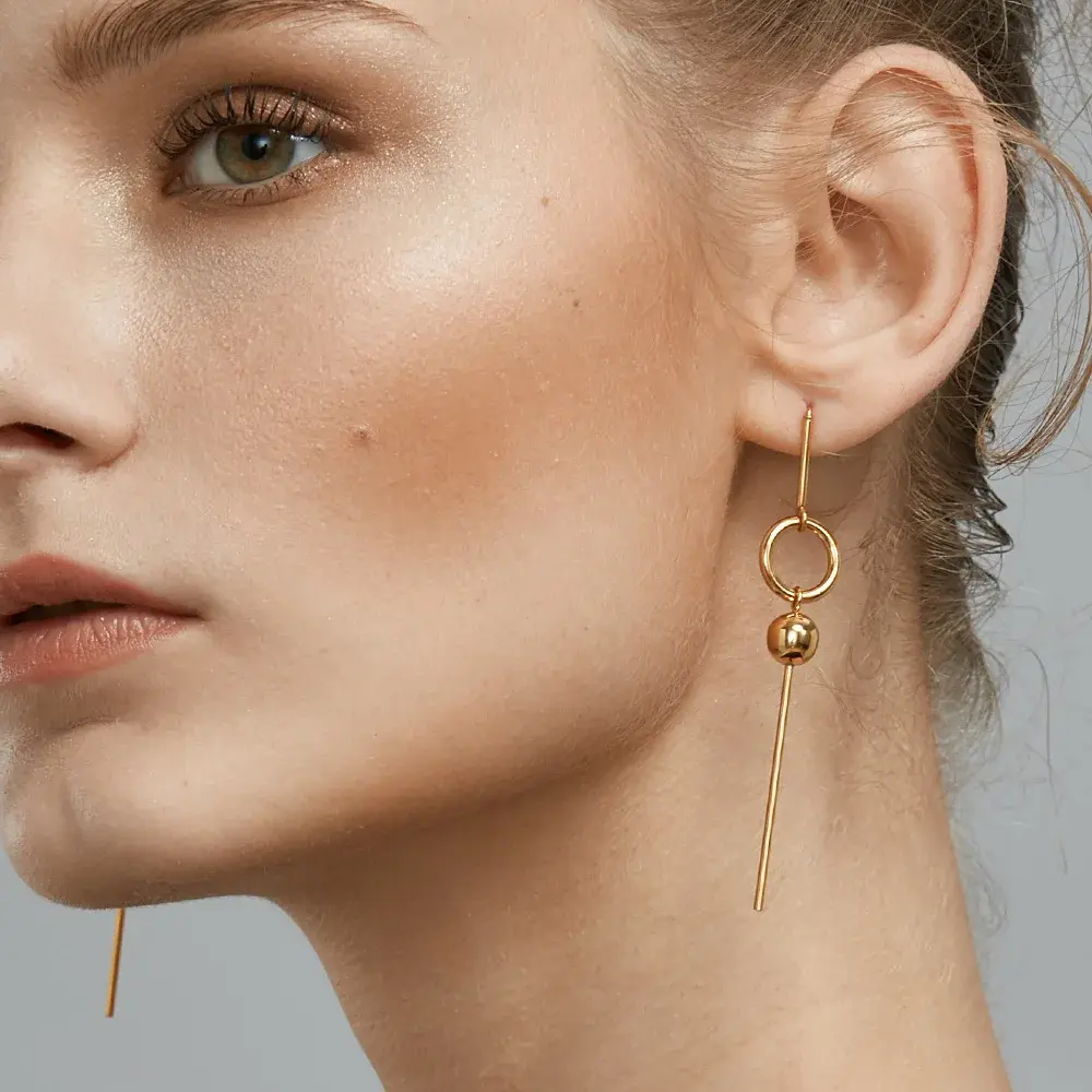 Long Circle Dot Dangle Earrings